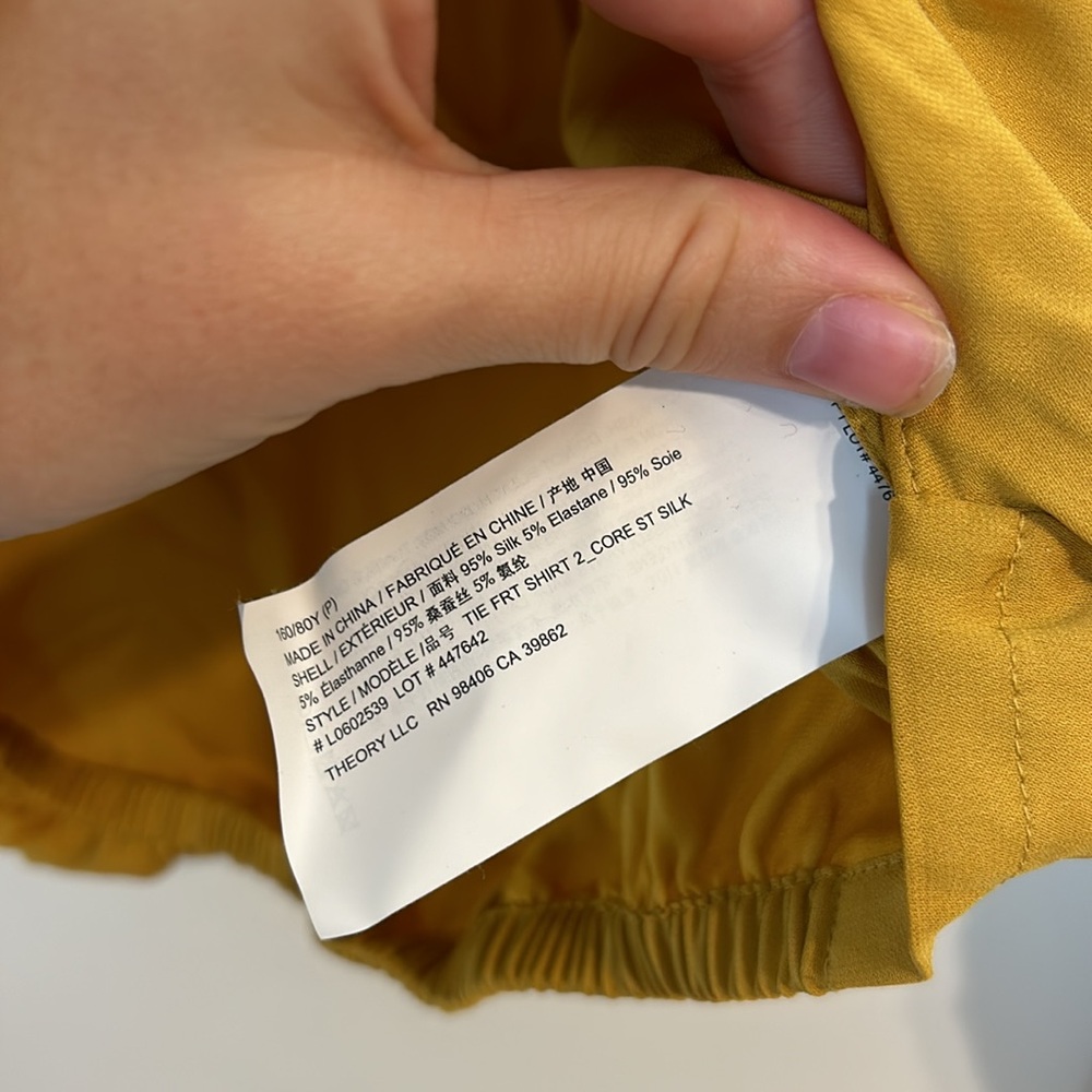 Theory Tie Stretch Silk Shirt - Picture 6 of 6